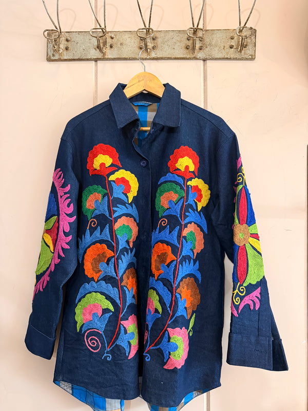 Denim Flora Shacket #1