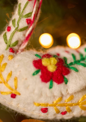 Embroidered Felt Swan Decorations