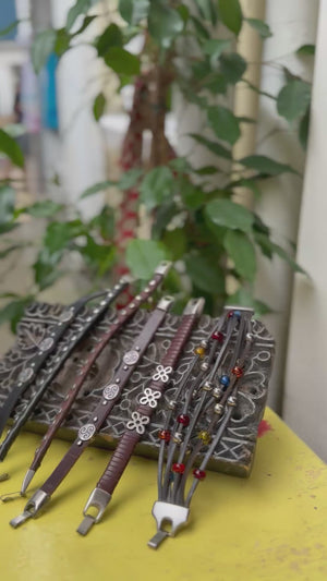 Leather Bracelet with Triskele Symbol