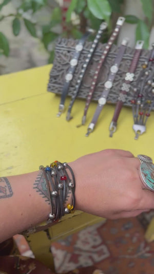 Leather Bracelet with Triskele Symbol