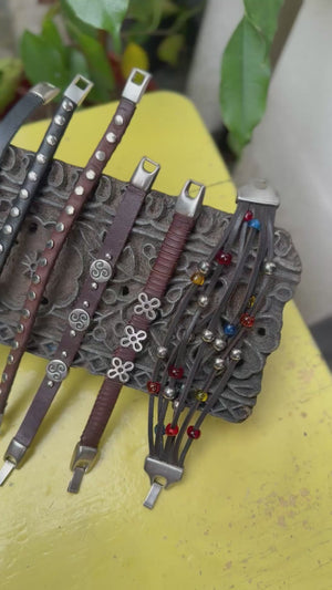 Tassled Leather Beaded Bracelet