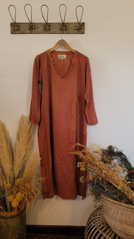 The 'Ramona' kaftan dress- CLAY - SAMPLE