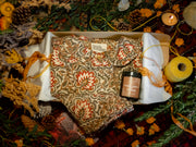 Rest easy gift box -block printed pyjama set and Winter Embers and Patchouli  Soy Wax Candle