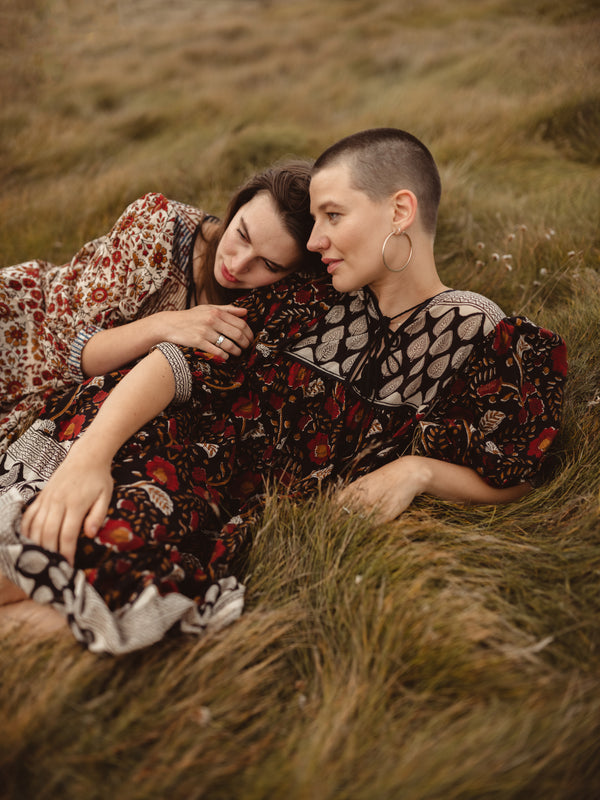 The Kate Dress, Bohemian Vintage Style Indian Block Printed, Featured alongside the Lara Dress