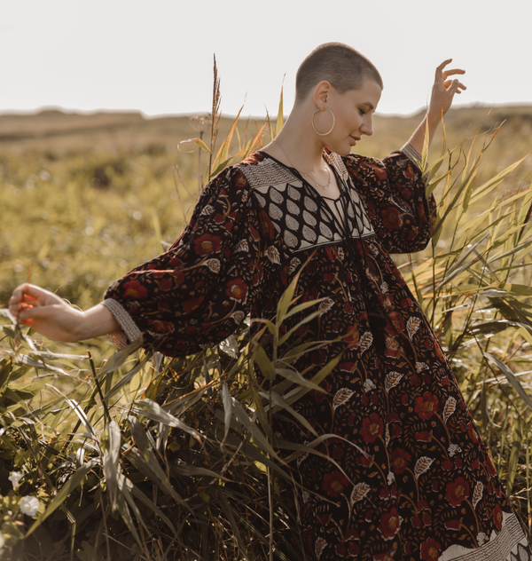 The Kate Dress, Bohemian Vintage Style Indian Block Printed. Vintage Indian block printed dress 