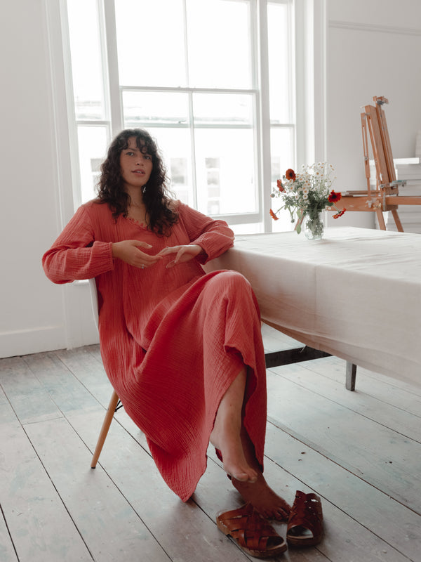 The 'Ramona' kaftan dress- CLAY - SAMPLE