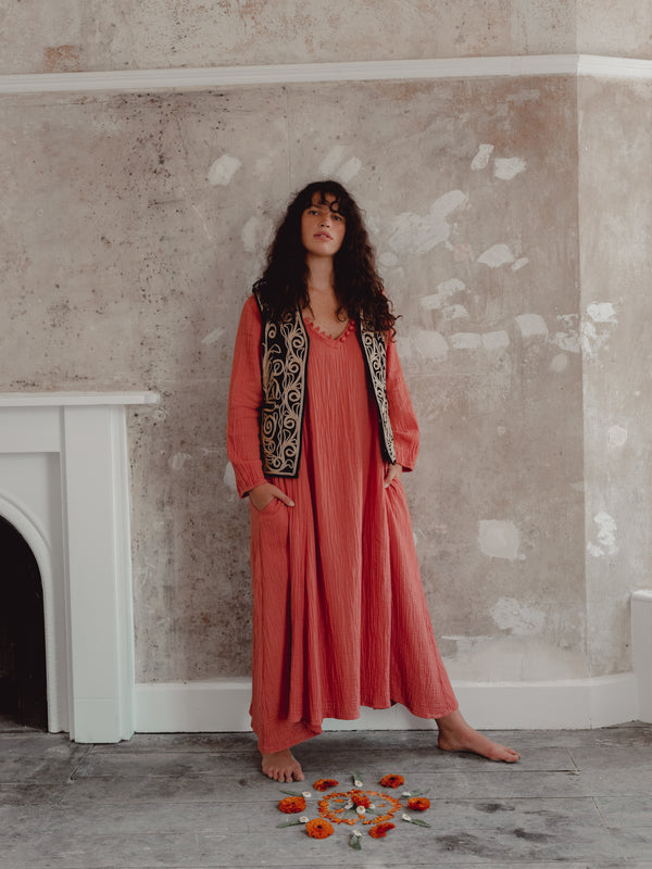 The 'Ramona' kaftan dress- CLAY - SAMPLE
