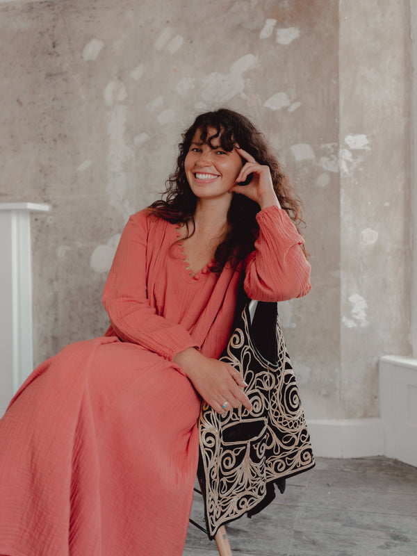 The 'Ramona' kaftan dress- CLAY - SAMPLE