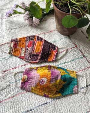 Reusable kantha face covering- pack of two