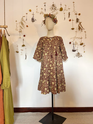 Sample block print folk dress - S