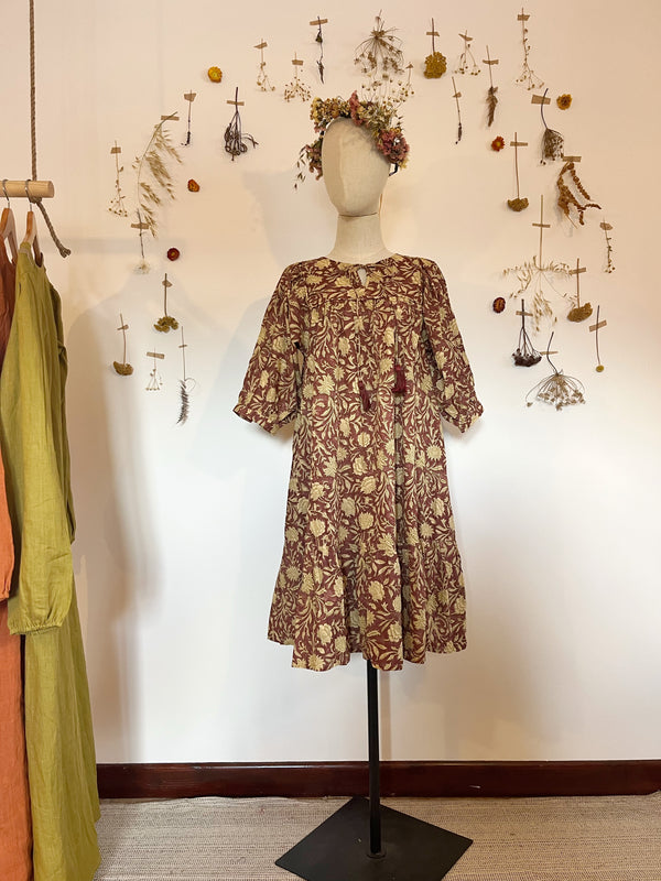 Sample block print folk dress - S