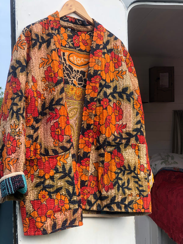Kantha short robe -  x large