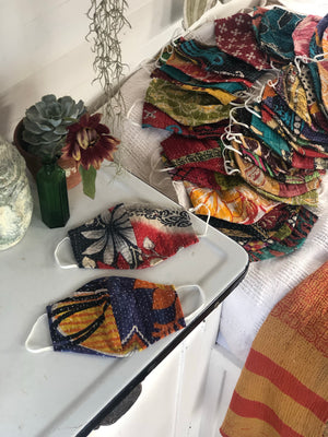 Reusable kantha face covering- pack of two