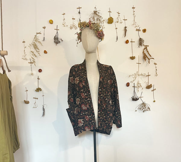 Sample block print cropped kimono - s/m