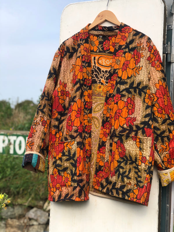 Kantha short robe -  x large